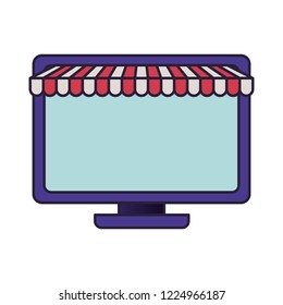 computer screen with tent isolated icon
