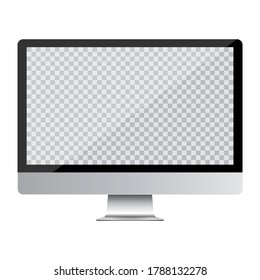 Computer screen transparancy view front isolated white background. Vector illustration