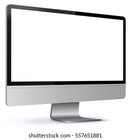 Computer Screen Vector Illustration Isolated On White.