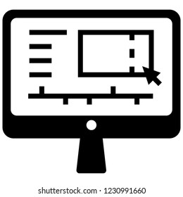 Computer screen with video editor program vector illustration in solid color design