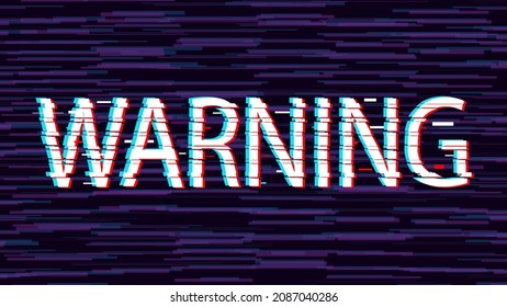 Computer screen warning with effect glitch. Abstract digital background with noise.