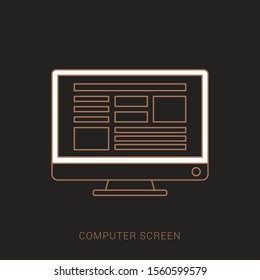 Computer screen with web page flat icon