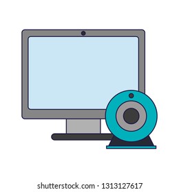 computer screen and webcam symbol