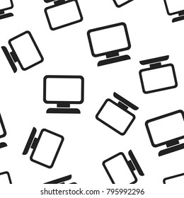 Computer seamless pattern background. Business flat vector illustration. Monitor sign symbol pattern.