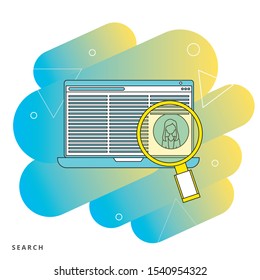 Computer search icon. Logo element illustration. computer search design.