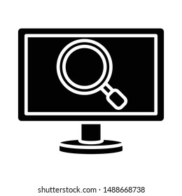 Computer Search Icon, Vector Illustration, Business Glyph