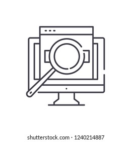 Computer search line icon concept. Computer search vector linear illustration, symbol, sign
