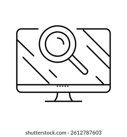 computer search magnifying glass line icon vector. computer search magnifying glass sign. isolated contour symbol black illustration