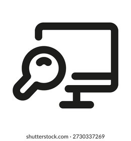 Computer search professional line icon. Professional Line Vector Icon with modern technology and data lookup concept, minimal clean outline design and scalable analysis symbol
