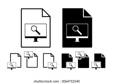 Computer search vector icon in file set illustration for ui and ux, website or mobile application