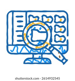 computer searchmagnifying glass doodle icon sketch vector. computer searchmagnifying glass sign. isolated symbol illustration