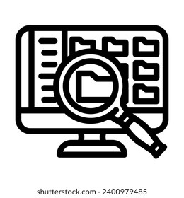 computer searchmagnifying glass line icon vector. computer searchmagnifying glass sign. isolated contour symbol black illustration