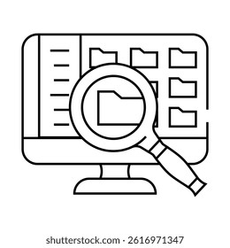 computer searchmagnifying glass line icon vector. computer searchmagnifying glass sign. isolated contour symbol black illustration