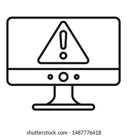 Computer security alert icon. Outline computer security alert vector icon for web design isolated on white background