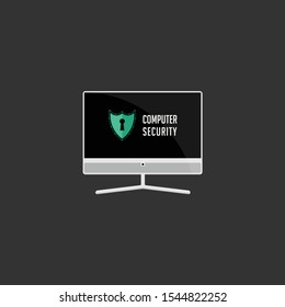 Computer security with All in One personal computer Template vector design