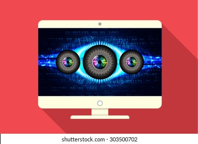 Computer security code abstract image. Password protection conceptual image. Eye Security concept