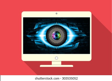 Computer security code abstract image. Password protection conceptual image. Eye Security concept. PC. technology digital website internet web