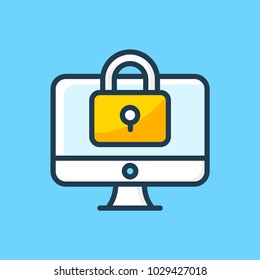 Computer security color line icon. Confidential information protection design. Computer security, password, privacy modern vector illustration.