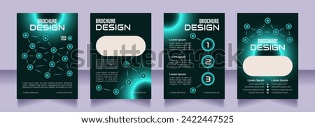 Computer security competition blank brochure design. Template set with copy space for text. Premade corporate reports collection. Editable 4 paper pages. Bebas Neue, Audiowide, Roboto Light fonts used