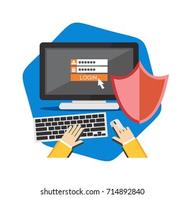 Computer security concept. Authentication login form system.