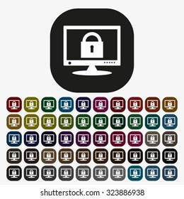 Computer security concept. icon. vector design, set of colored buttons
