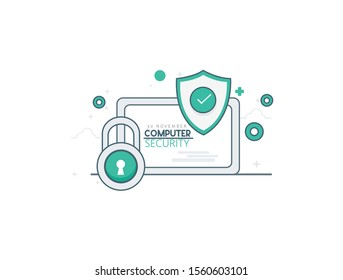 Computer security day banner. icon,web icon