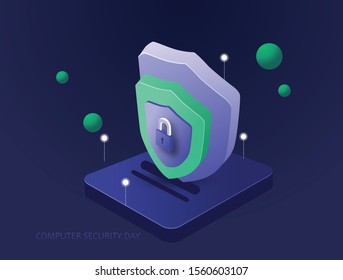 Computer security day banner. icon,web icon