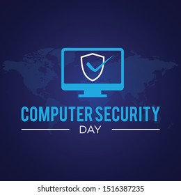 Computer Security Day Letter Emblem In Flat Style. Calendar For Each Day On November 30. Vector Illustration EPS.8 EPS.10