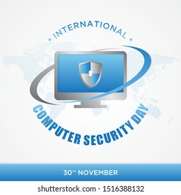 Computer Security Day letter emblem in modern style on white background. Calendar for each day on november 30. Vector illustration EPS.8 EPS.10