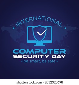 Computer Security Day letter emblem in flat style. Vector illustration EPS.8 EPS.10