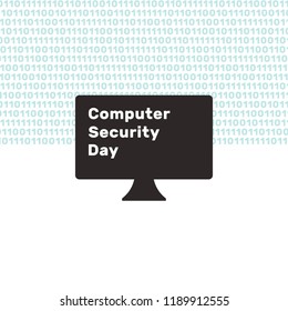 computer security day, vector illustration, flat poster, silhouette monitor