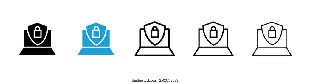 Computer security icon in black and blue colors