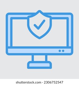 Computer security icon in blue style, use for website mobile app presentation