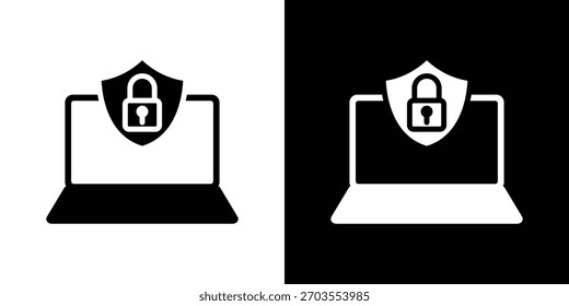 Icono de seguridad informática ilustración doodle. Conjunto de Vector de ilustración plana