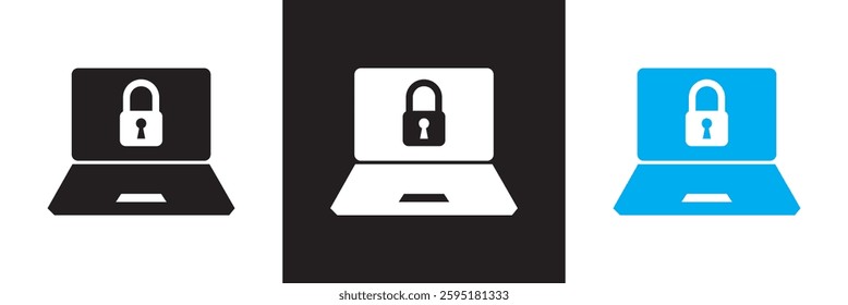 Computer security icon. Isolated on white, pink and black background. Vector illustration. EPS 10
