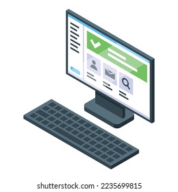 Computer security icon isometric vector. Data software. Safe protection