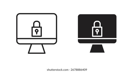 Computer security icon line style graphic design .editable vectors.