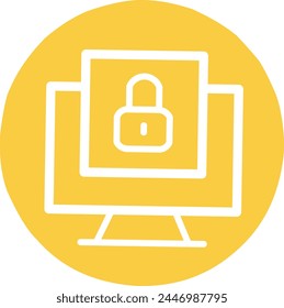 Computer Security Icon On Bright yellow Background