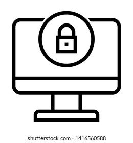 Computer security icon. Simple design. Line vector. Isolate on white background.