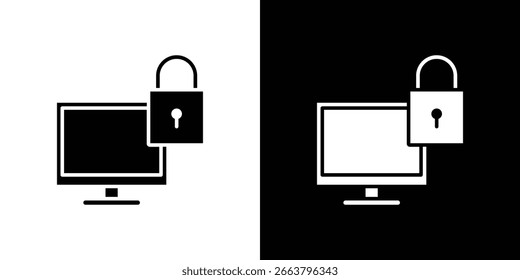 Computer security icon symbol. Simple, flat design for web and mobile app