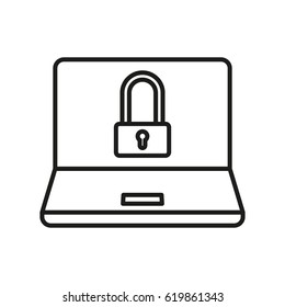 Computer security icon In Thin Line Style Isolated On White Background. Created For Mobile, Web, Decor, Print Products, Application