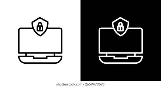 Computer security icon for website, vector design template elegant style