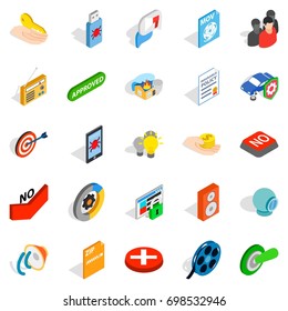 Computer security icons set. Isometric set of 25 computer security vector icons for web isolated on white background