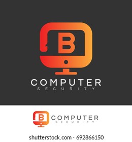 computer security initial Letter B Logo design