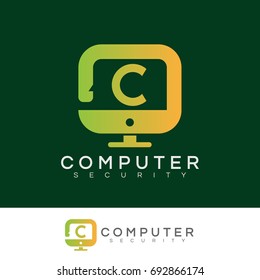 computer security initial Letter C Logo design