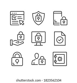 Computer security line icons. Cybersecurity, password, private internet access, information protection concepts. Simple outline symbols, modern linear graphic elements. Thin line design. Vector icons