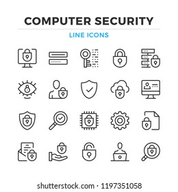 Computer security line icons set. Modern outline elements, graphic design concepts, simple symbols collection. Vector line icons