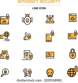 Conjunto de iconos de la línea de seguridad del equipo. Elementos de esquema modernos, conceptos de diseño gráfico, colección de símbolos simple. Iconos de línea de vector