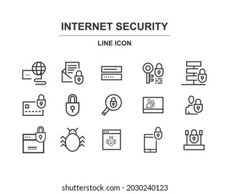 Computer security line icons set. Modern outline elements, graphic design concepts, simple symbols collection. Vector line icons