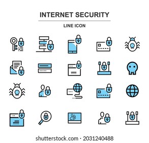 Computer security line icons set. Modern outline elements, graphic design concepts, simple symbols collection. Vector line icons